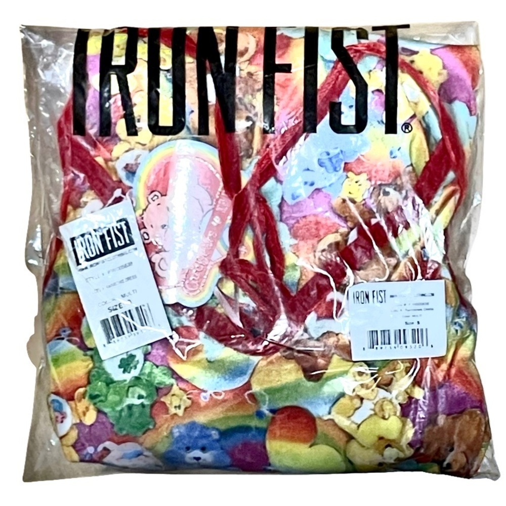 IRON FIST Care Bears Lotsa Rainbows red velvet strap microfleece dress - Picture 9 of 12